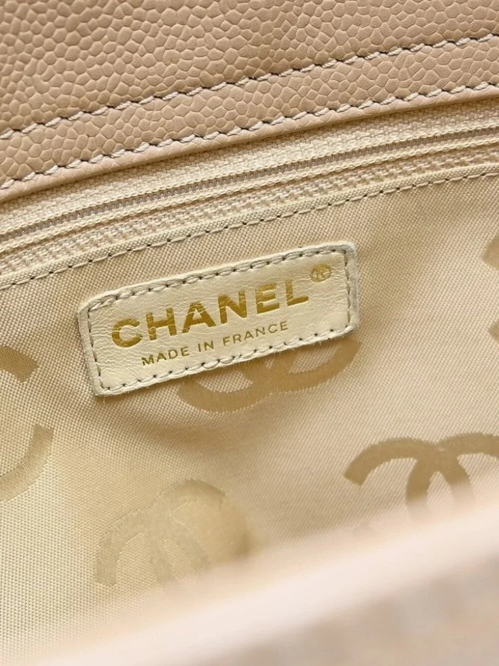 Chanel Beige Calfskin Tote Handbag